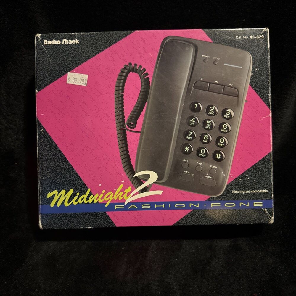 Vintage 1994 Radioshack Midnight 2 Fashion Fone Telephone 43-829 NOS